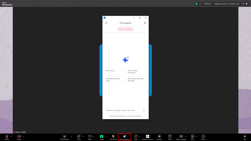Cách khởi động AI Companion trong cuộc họp
