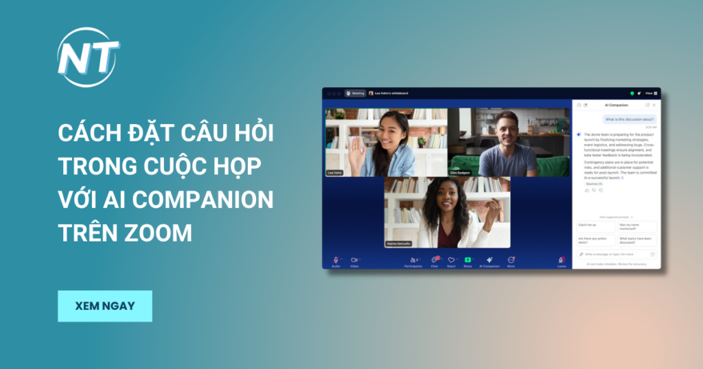 Cách đặt câu hỏi trong cuộc họp với AI Companion trên Zoom