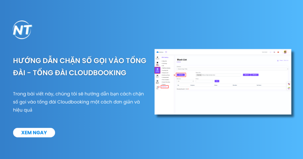 Hướng dẫn chặn số gọi vào tổng đài - Tổng đài Cloudbooking