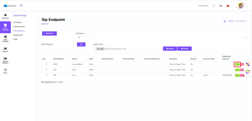 Chọn Extension muốn thay đổi rồi bấm Edit.