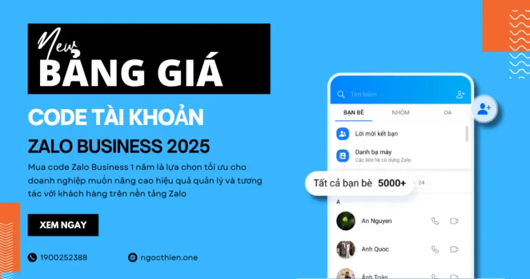 Bảng giá code tài khoản Zalo Business 2025