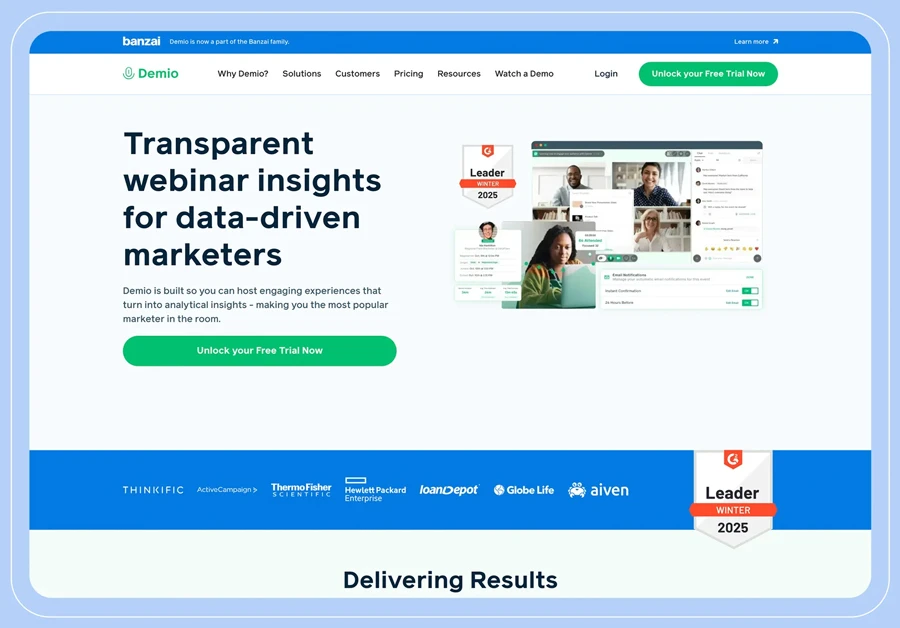 Demio cho trải nghiệm hội thảo trực tuyến đơn giản