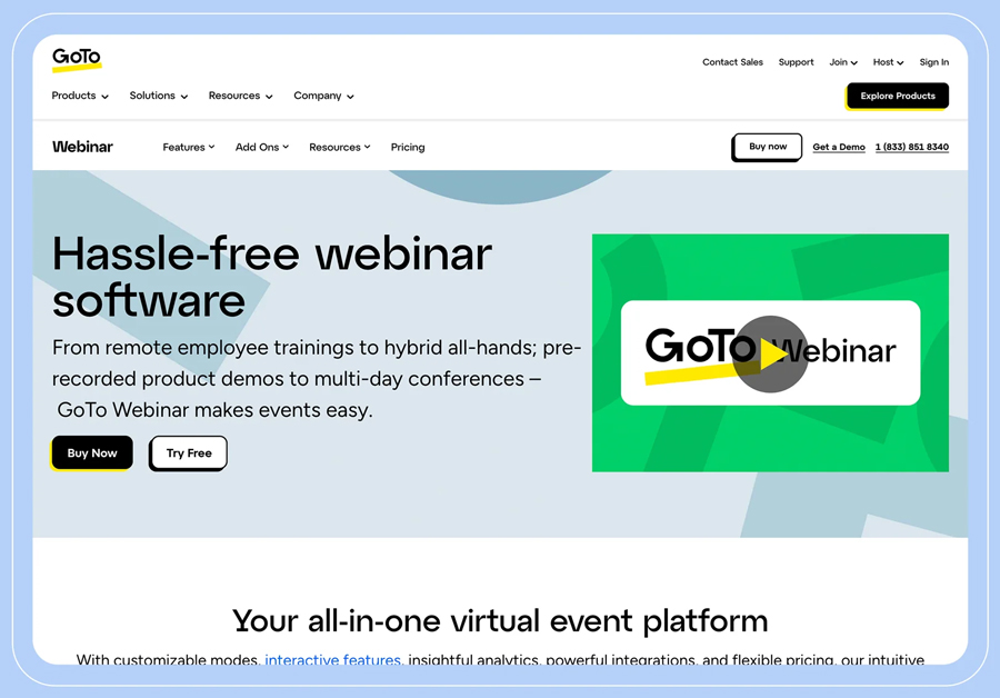 GoTo Webinar cho các sự kiện chuyên nghiệp, chất lượng cao
