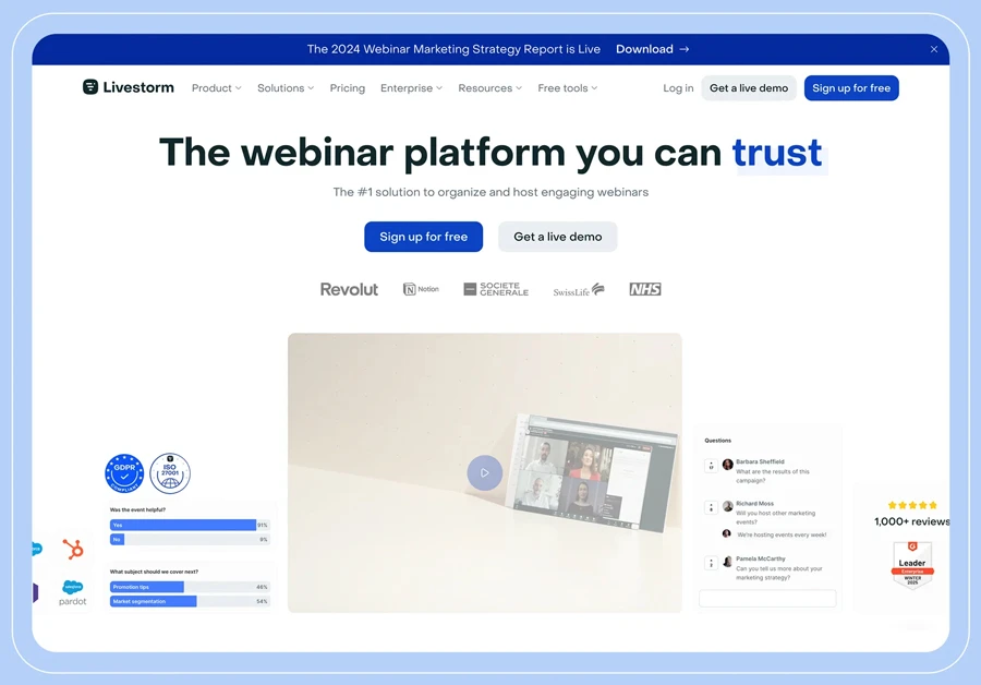 Livestorm cho nền tảng hội thảo trực tuyến trên web dựa trên trình duyệt