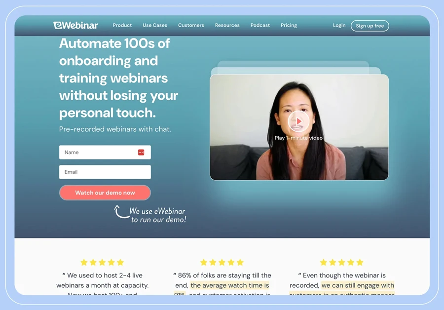 eWebinar cho các hội thảo trực tuyến được ghi âm tự động
