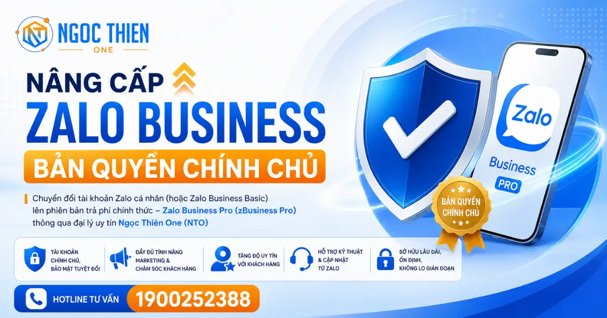 Nâng cấp Zalo Business bản quyền chính chủ