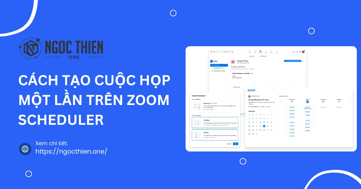 Cách tạo cuộc họp một lần trên Zoom Scheduler