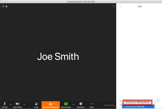 Nhấn vào Everyone (in Waiting Room) [Mọi người (trong Phòng chờ)].