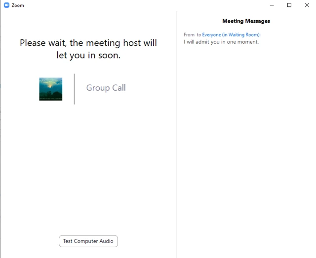 Sau khi gửi tin nhắn, người tham gia trong Phòng chờ sẽ nhìn thấy tin nhắn trên màn hình Phòng chờ: