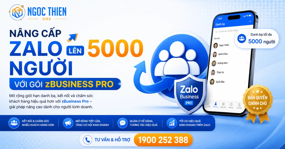 Nâng cấp Zalo lên 5000 người với gói zBusiness Pro