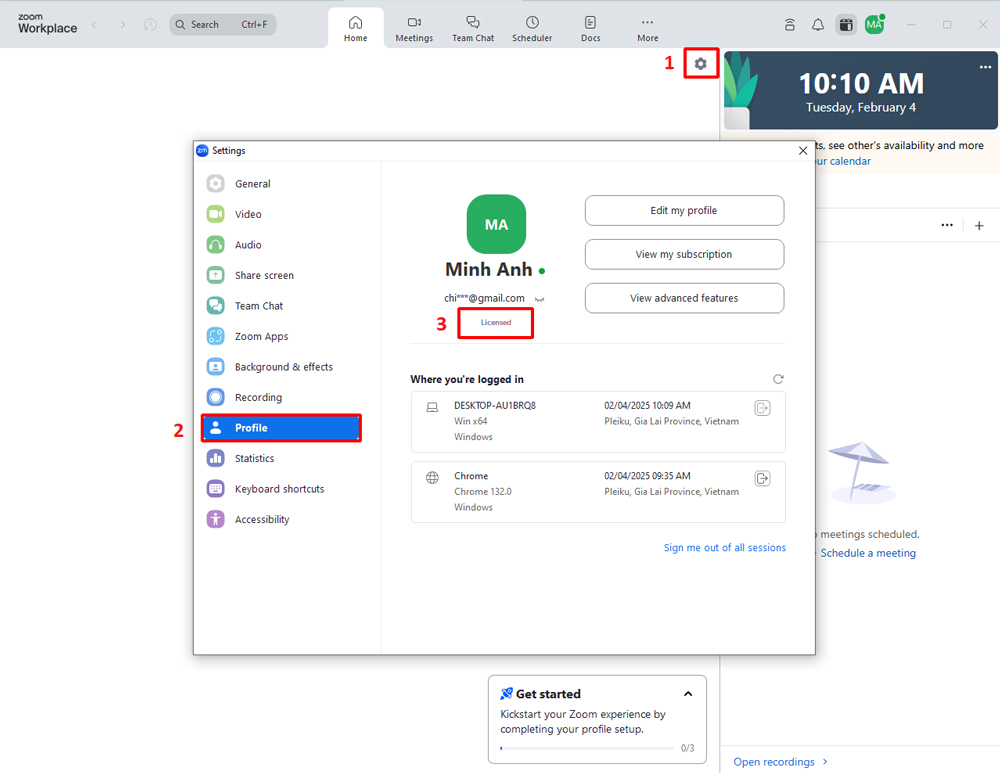 Bạn đăng xuất và đăng nhập lại App Zoom và kiểm tra Trạng thái tài khoản đã nâng cấp hay chưa. (Quan Trọng)