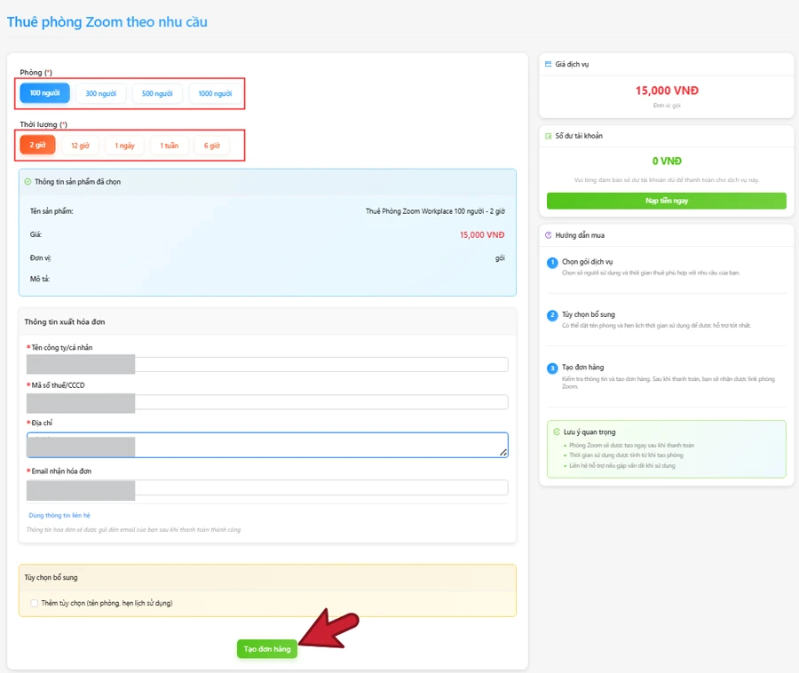 Chọn gói Zoom phù hợp:
