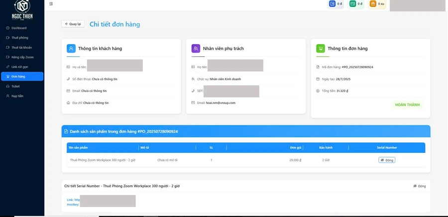 Nhận thông tin phòng họp