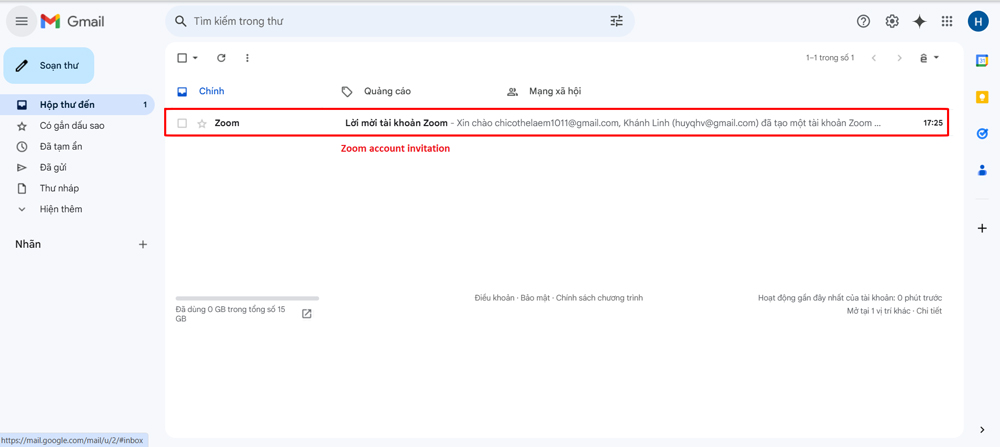 Hướng dẫn cách kích hoạt tài khoản Zoom qua Email