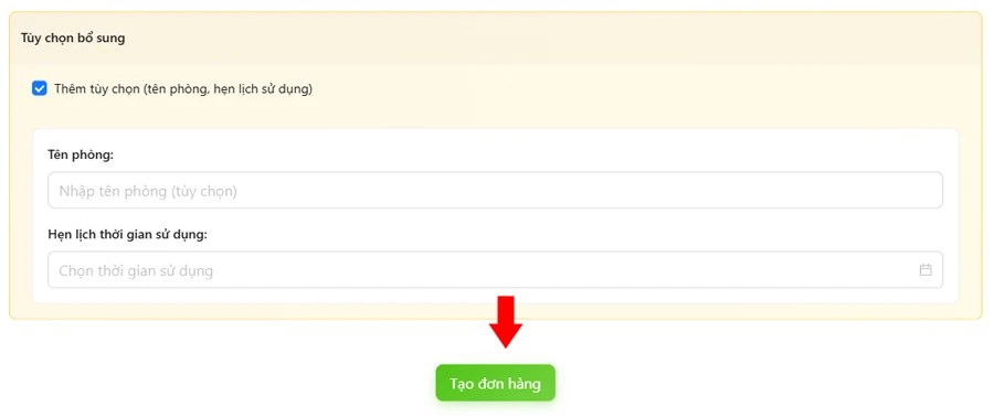 vì vậy bạn nên chọn “Thêm tùy chọn” để đặt tên phòng và hẹn lịch sử dụng phù hợp.