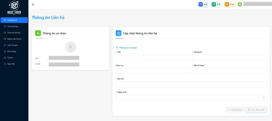 Cập nhật thông tin liên hệ