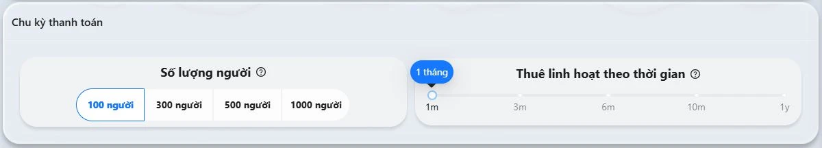 Tiếp theo tại mục chu kỳ thanh toán chọn:
