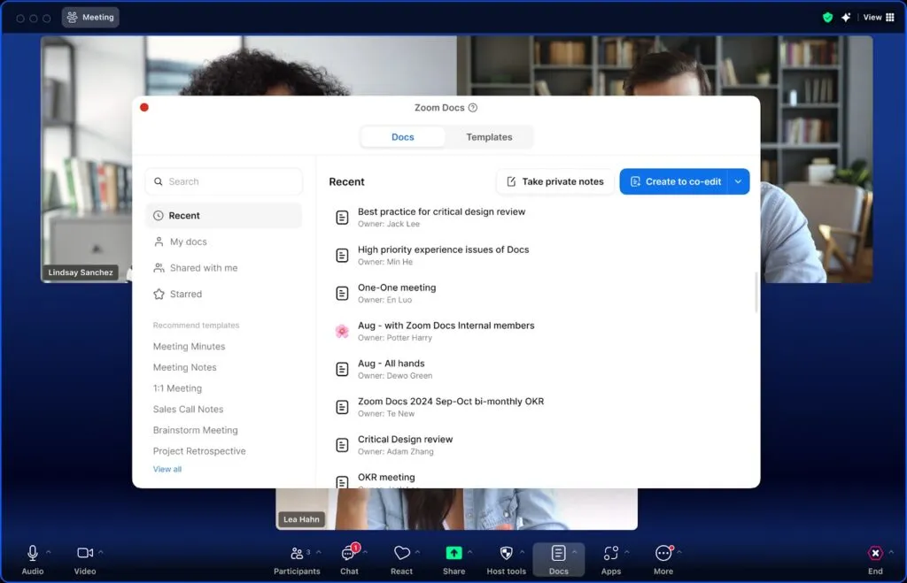 Tạo tài liệu trong cuộc họp