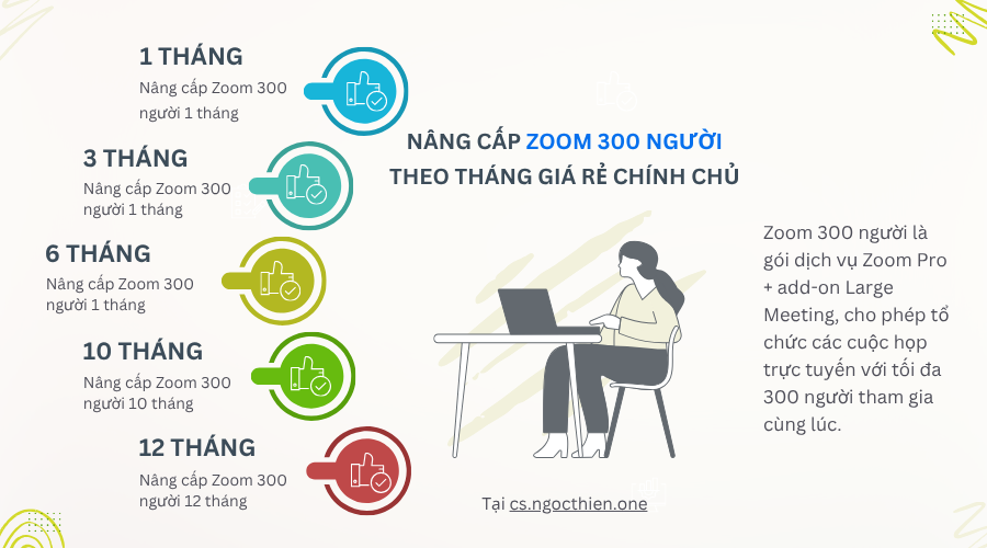 Nâng cấp Zoom 300 người theo tháng là gì?