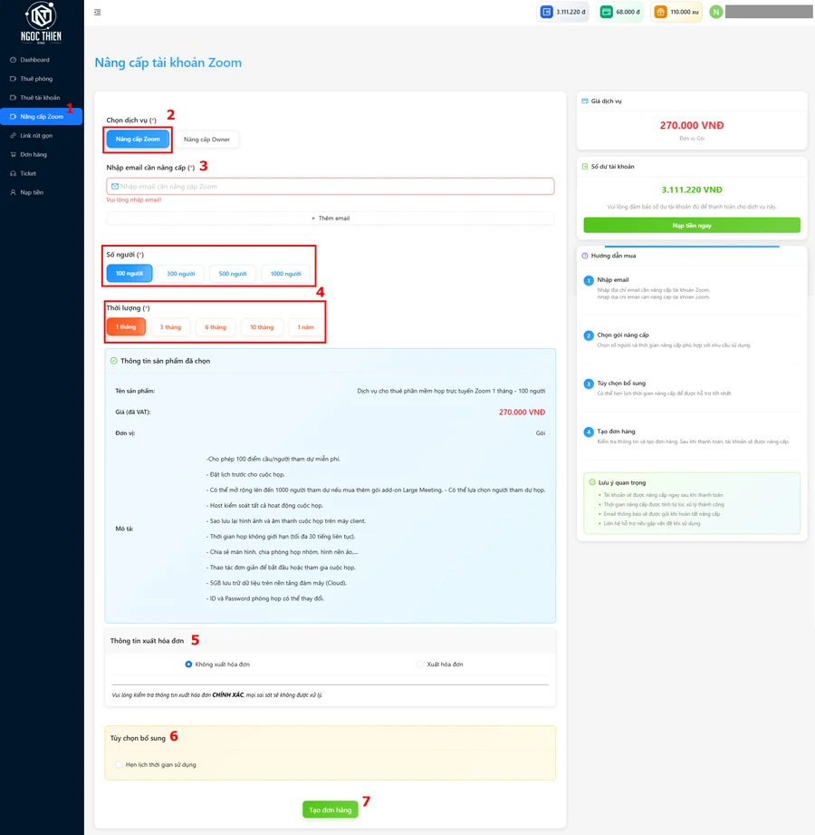 Bước 2: Chọn gói nâng cấp Zoom Pro chính chủ phù hợp