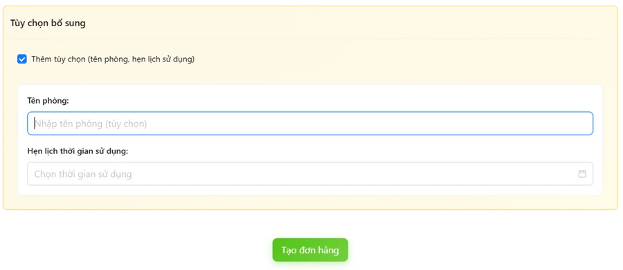 Bạn cũng có thể thêm các tùy chọn bổ sung như: