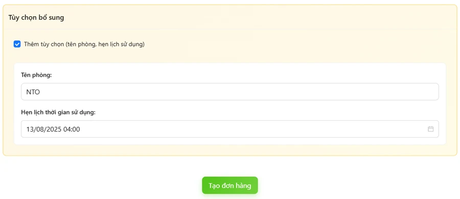 Bạn cũng có thể thêm các tùy chọn bổ sung như:
