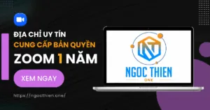 Hình ảnh quảng bá dịch vụ cung cấp bản quyền Zoom 1 năm chính hãng từ NTO, với thông điệp "Địa chỉ uy tín – Xem ngay".