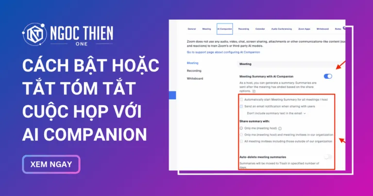Cách bật hoặc tắt tóm tắt cuộc họp với AI Companion chi tiết