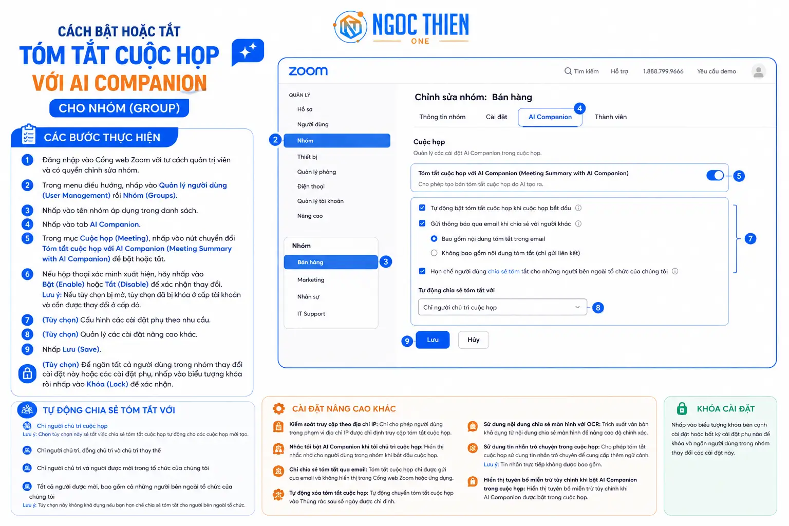 Hướng dẫn cách bật hoặc tắt tóm tắt cuộc họp với AI Companion cho nhóm