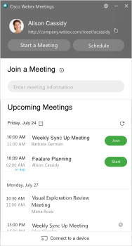 Cách bắt đầu một cuộc họp trong Webex Meeting trên máy tính