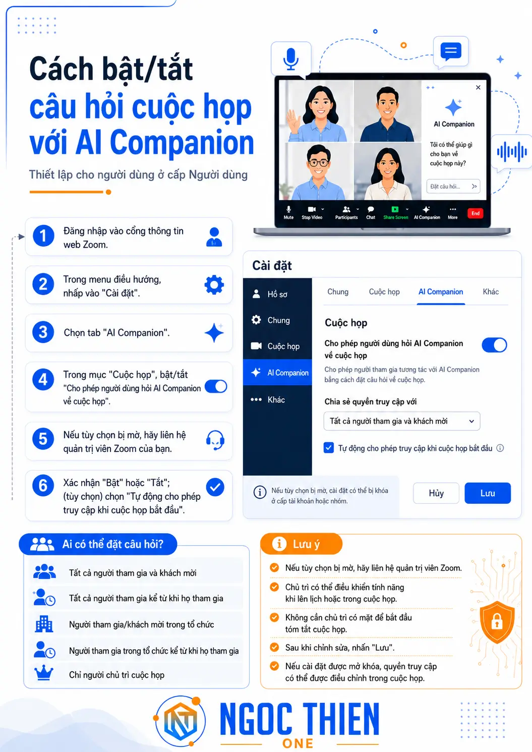Cách bật hoặc tắt đặt câu hỏi trong cuộc họp với AI Companion cho người dùng