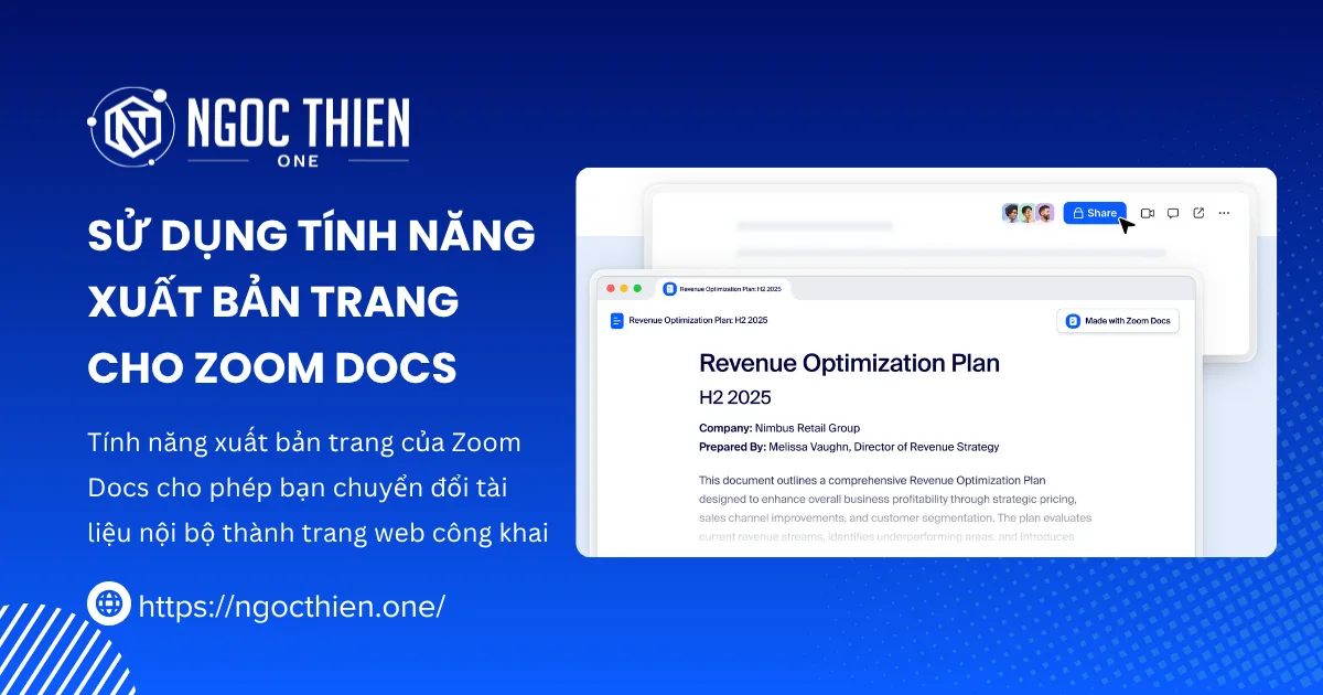 Sử dụng tính năng xuất bản trang cho Zoom Docs