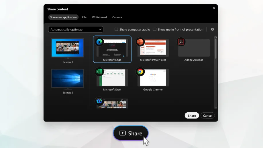 Cách chia sẻ nội dung trong cuộc họp trên Webex