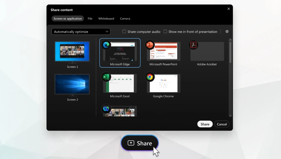 Cách chia sẻ nội dung trong cuộc họp trên Webex