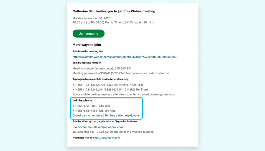 Cách tham gia cuộc họp Webex chỉ dùng điện thoại