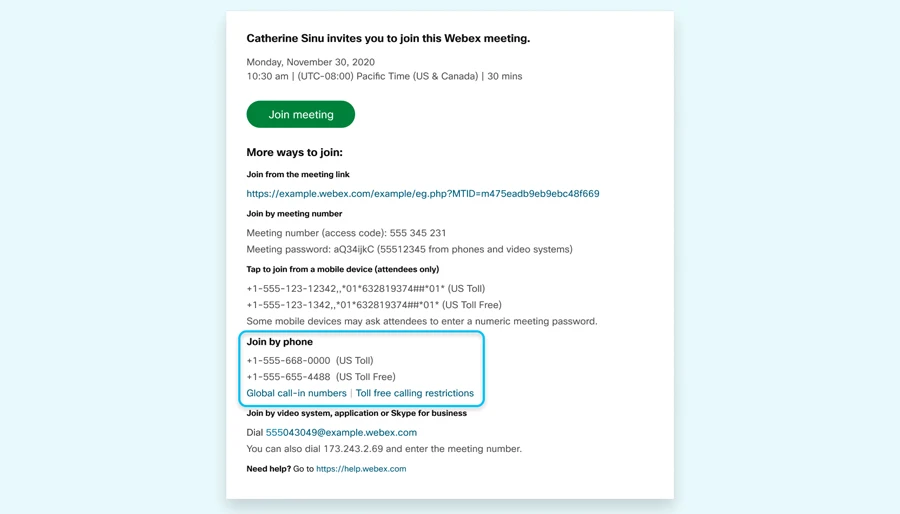 Cách tham gia cuộc họp Webex chỉ dùng điện thoại