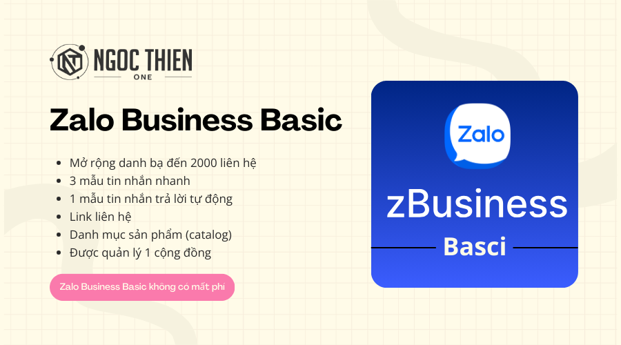 Zalo Business Basic - Gói trải nghiệm cho nhu cầu cơ bản