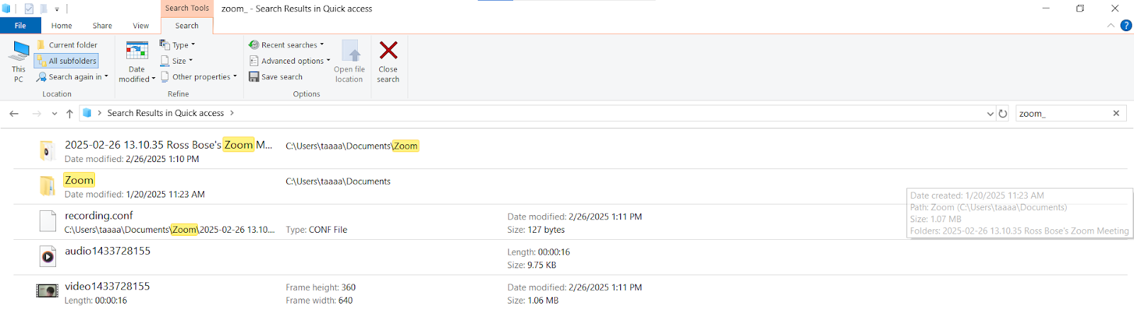 Sử dụng tính năng tìm kiếm nếu bạn không tìm thấy bản ghi âm