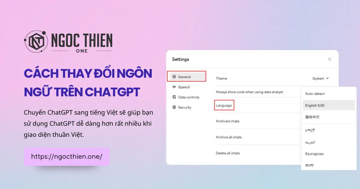 Cách thay đổi ngôn ngữ trên ChatGPT