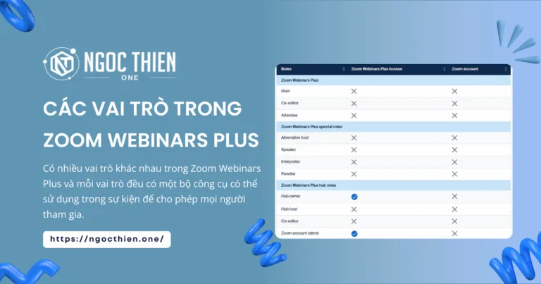 Hiểu về các vai trò trong Zoom Webinars Plus