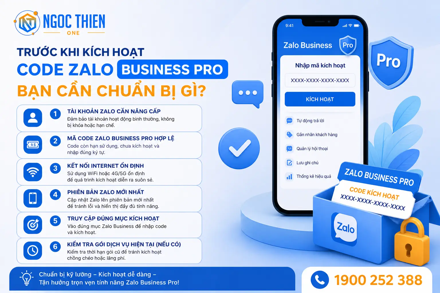 Trước khi kích hoạt code Zalo Business Pro, bạn cần chuẩn bị gì?