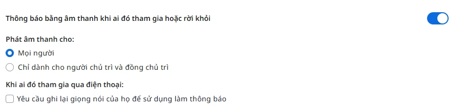 Cách bật thông báo âm thanh khi có người vào Zoom