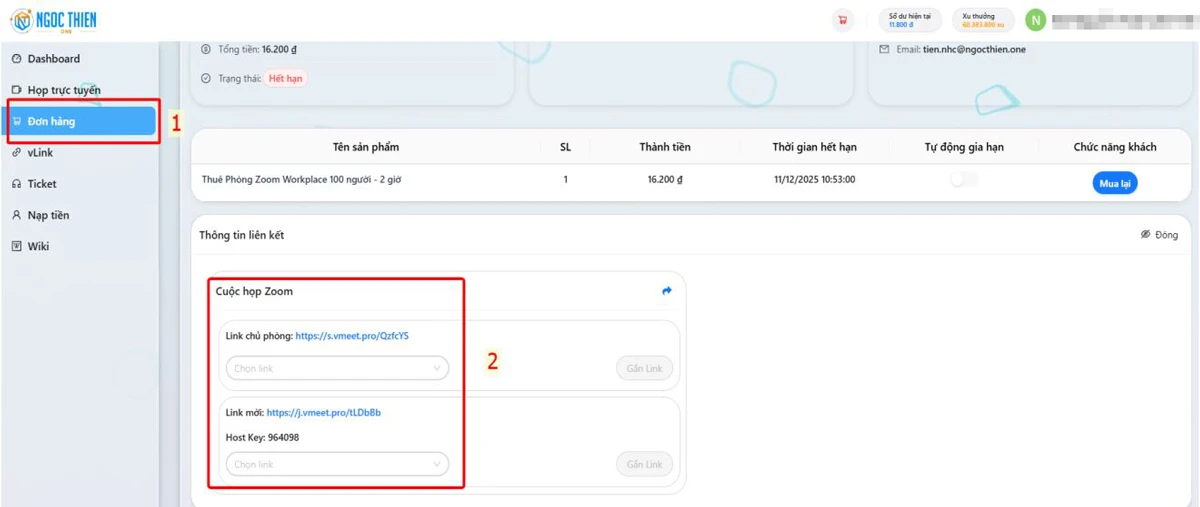 Bước 4: Lấy link phòng