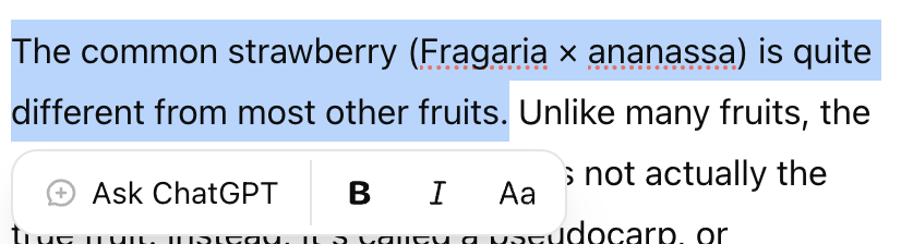 Khi thực hiện một bài viết, bạn cũng có tùy chọn tô sáng các phần cụ thể trong văn bản hoặc mã của mình và yêu cầu ChatGPT chỉnh sửa phần đó hoặc đặt câu hỏi về nó