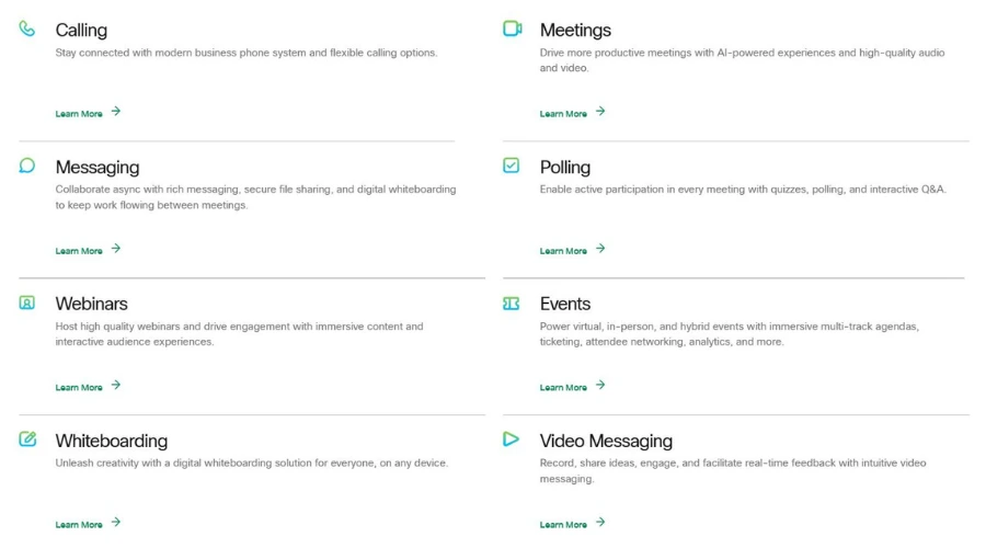 Các thành phần chính của phần mềm Webex