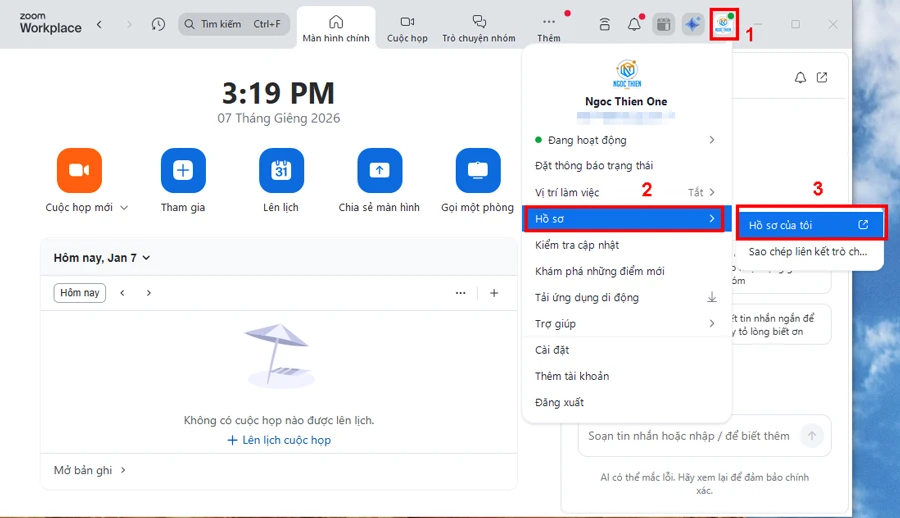 Cách đổi tên trên Zoom Workplace trên máy tính