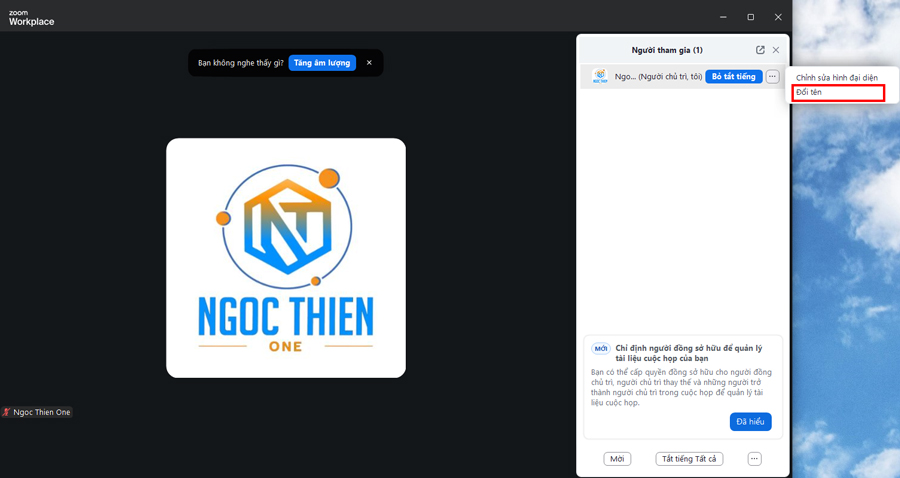 Cách đổi tên trên Zoom trong khi đang họp trên máy tính