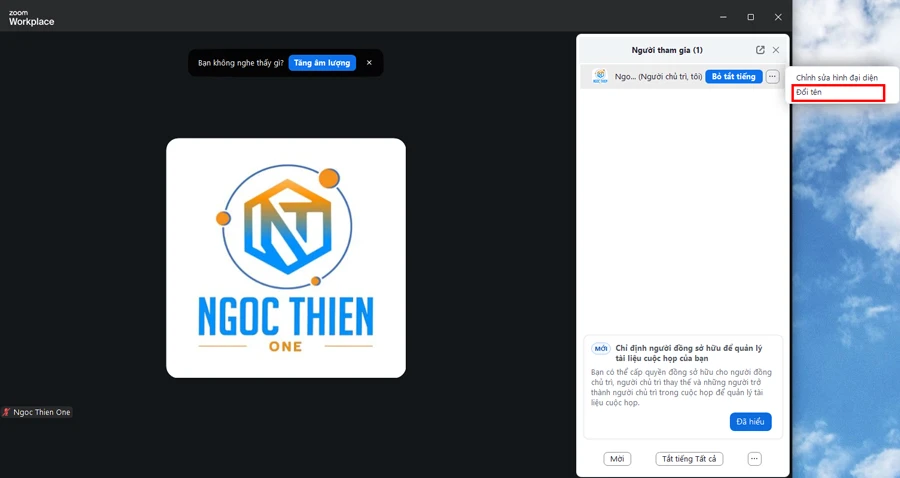 Cách đổi tên trên Zoom trong khi đang họp trên máy tính