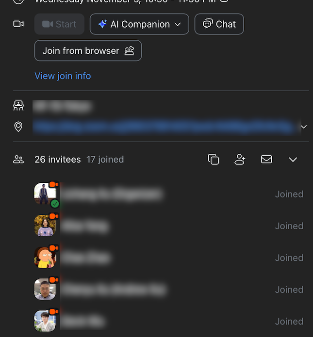 Cách xem danh sách người tham gia cuộc họp Zoom ở tab lịch
