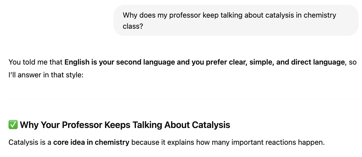 Chế độ học tập trong ChatGPT có hoạt động cùng bộ nhớ (Memory) không?